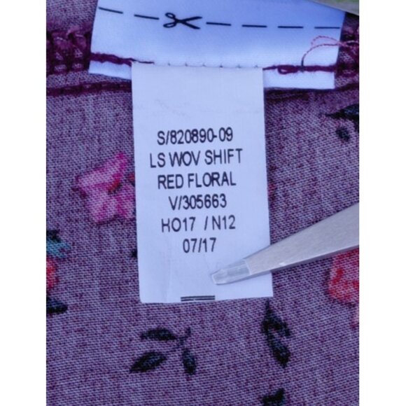 Old Navy Long Sleeve Woven Shift Dress Large Tall Red Floral Flared Sleeve Boho - Picture 5 of 13